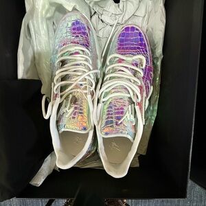 Giuseppe Zanotti Talon Croc-Embossed Leather Sneaker